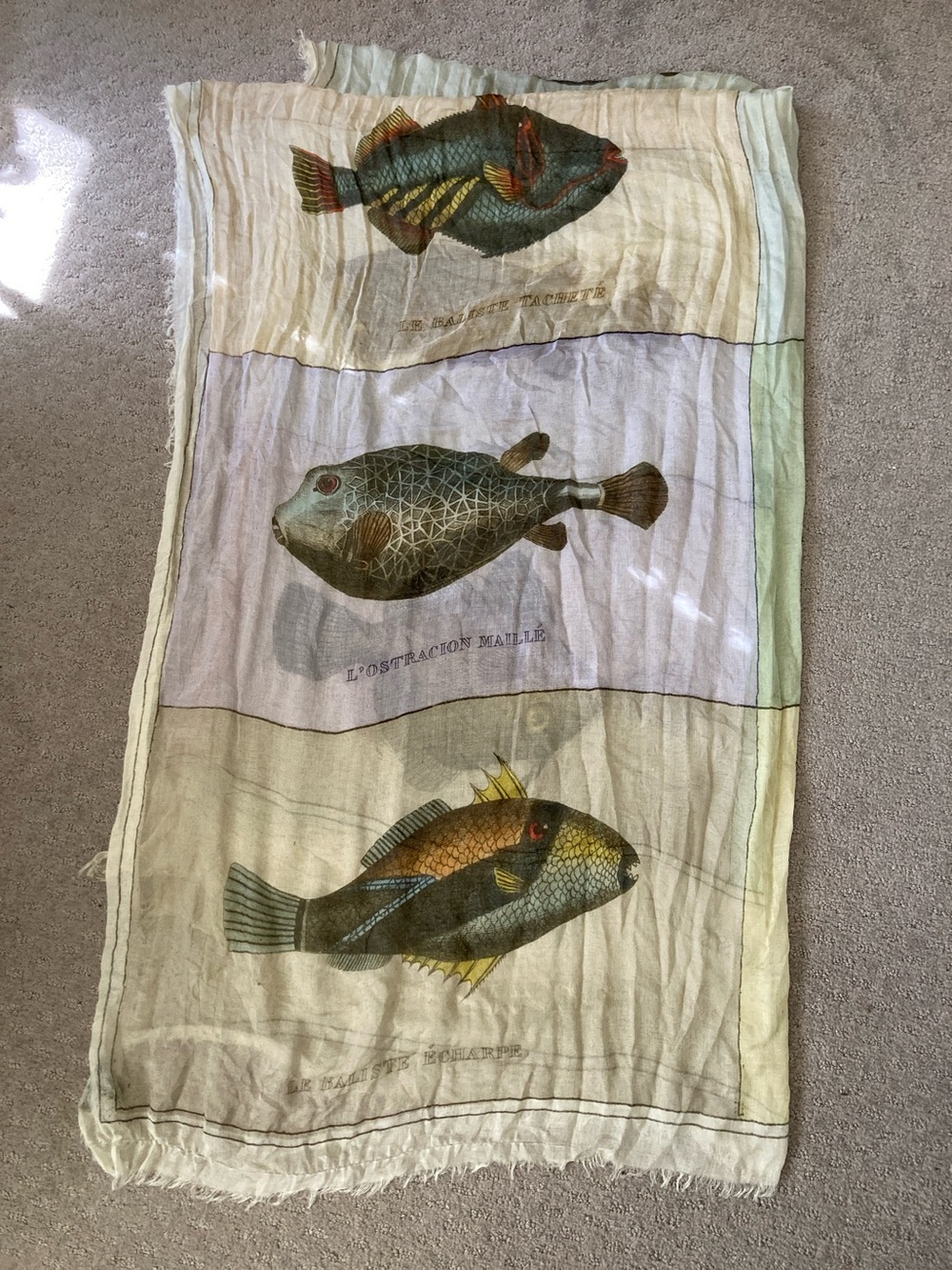 Franco Ferrari vintage fish print scarf/wrap, 50'' x 80''.